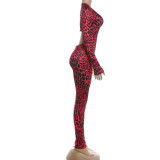 Leopard Print V Neck Tight Jumpsuit GZJQ-K6Q01737A
