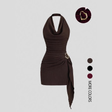 Halterneck Backless V Neck Mini Dress GSRX-SRX720