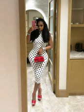 Polka Dots Print Backless Jumpsuit CM-60313