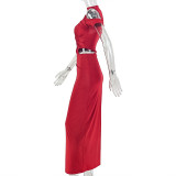 Solid Color Irregular Split Maxi Dress GJYO-305021