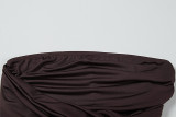 Slash Shoulder Ruched Split Maxi Dress GWSD-D1995154