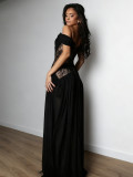 Lace Patchwork Split Maxi Dress GWSD-C1995156