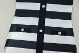 Black White Stripe Short Sleeve Mini Dress GJYO-305038