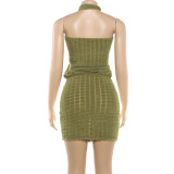 Solid Color Sleeveless Halterneck Mini Dress GZJQ-K25D91016