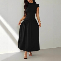 Solid Color Short Sleeve Knits Long Dress GSRX-SRX711