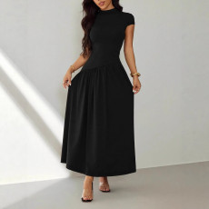Solid Color Short Sleeve Knits Long Dress GSRX-SRX711