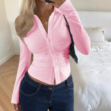 Solid Color Long Sleeve Lapel Shirt GSRX-SRX738