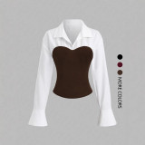 Color Block Lapel Logn Sleeve Shirt GSRX-SRX735