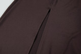 Slash Shoulder Ruched Split Maxi Dress GWSD-D1995154