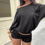 Bat Sleeve Backless Top Two Piece Shorts Set GPKJ-MR46611