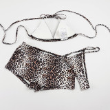 Leopard Print Halterneck Bikinis 3 Piece Swimsuit GPKJ-MR48041