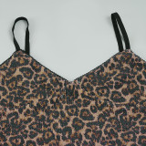 Leopard Print Sequin Sling Two Piece Shorts Set GPKJ-MR47598