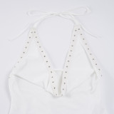 Halterneck Backless Ruffles Top GPKJ-MR45584