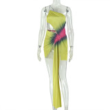 Color Block Irregular Ruched Mini Dress GJYO-303331