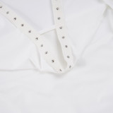 Halterneck Backless Ruffles Top GPKJ-MR45584
