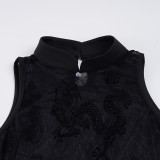 Print Sleeveless See Through Mesh Tops GPKJ-MR47214