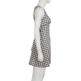 Plaid Print Sleeveless Tie Up Mini Dress GPKJ-MR35549