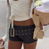 Stripe Denim Belt Shorts GPKJ-MR47925