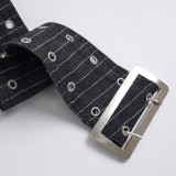 Stripe Denim Belt Shorts GPKJ-MR47925
