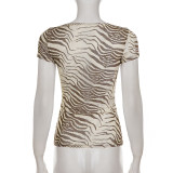 Mesh Print Short Sleeve T Shirt GPKJ-MR47652