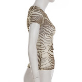 Mesh Print Short Sleeve T Shirt GPKJ-MR47652