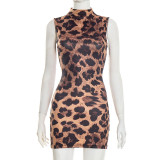 Leopard Print Sleeveless Mini Dress GDSF-J26DS004