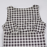 Plaid Print Sleeveless Tie Up Mini Dress GPKJ-MR35549
