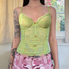 See Through Lace Patchwork Sling Tank Tops GPKJ-MR47143