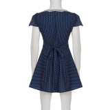 Lace Patchwork Polka Dots Print Mini Dress GPKJ-MR46222