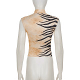 Hollow Out Tie Up Print T Shirts GPKJ-MR48310
