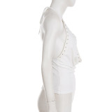 Halterneck Backless Ruffles Top GPKJ-MR45584