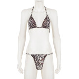 Leopard Print Halterneck Bikinis 3 Piece Swimsuit GPKJ-MR48041