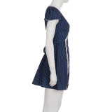 Lace Patchwork Polka Dots Print Mini Dress GPKJ-MR46222