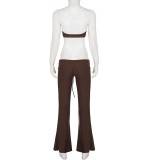 Sexy Sport Contrast Color Sling Two Piece Pants Set GPKJ-MR48008