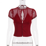 Short Sleeve See Through Solid T Shirt GPKJ-MR47582