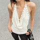 Halterneck Backless Ruffles Top GPKJ-MR45584