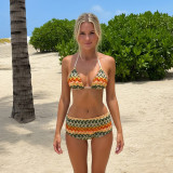 Wavy Print Halterneck Bikinis Two Piece Swimsuit GPKJ-MR48232