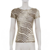 Mesh Print Short Sleeve T Shirt GPKJ-MR47652
