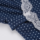 Lace Patchwork Polka Dots Print Mini Dress GPKJ-MR46222