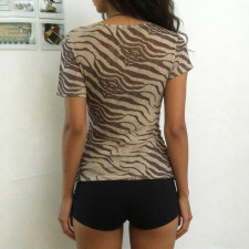Mesh Print Short Sleeve T Shirt GPKJ-MR47652