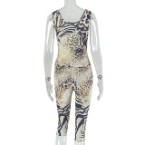 Leopard Print Sleeveless Two Piece Pants Set GJYO-919166