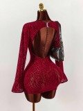 Flare Sleeve Backless Mini Dress GXIY-K25L1876