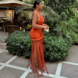 Sleeveless Halterneck Backless Maxi Dress XEF-K25D90748