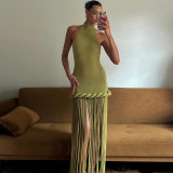 Sleeveless Halterneck Backless Maxi Dress XEF-K25D90748