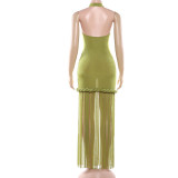 Sleeveless Halterneck Backless Maxi Dress XEF-K25D90748