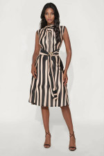Stripe Print Sleeveless Midi Dress XHXF-481