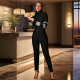 Long Sleeve Hot Drill High Collar Jumpsuit SHD-9958