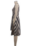 Stripe Print Sleeveless Midi Dress XHXF-481