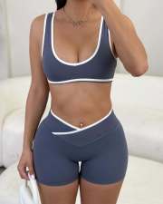 Yoga Sports Tank Tops Two Piece Shorts Set YWXS-K26L2183