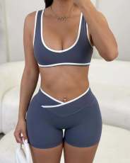 Yoga Sports Tank Tops Two Piece Shorts Set YWXS-K26L2183